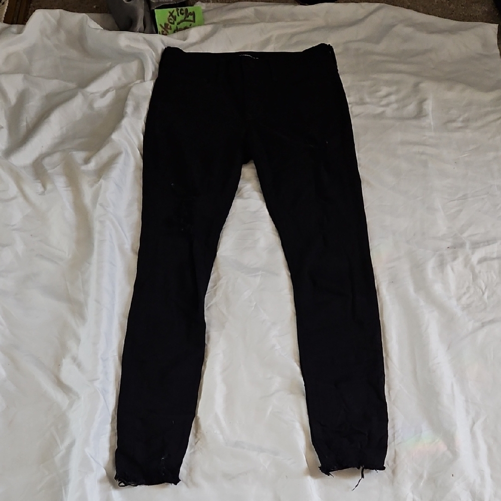 Express Jet Black Distressed Denim Jeans